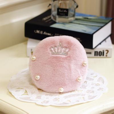 China cute; soft kids round Mini Fluffy Shoulder Bag Pearl kids fur cross - body bag for little girls for sale