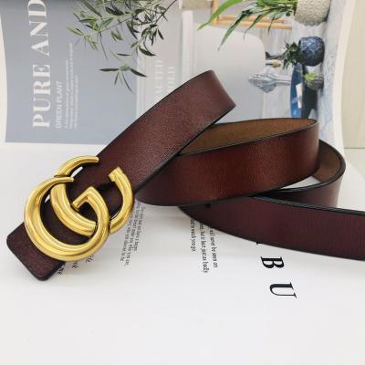 China 2022 Luxury high quality G brand 1:1 fashion accessories waist ladies print design high quality two layer leather belt for sale