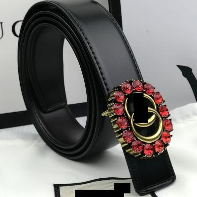 China New 1:1 High Quality Design Letter G Belt Fashion Ladies Belt Luxury Ladies Pants Belt Simple Color Diamond Letter Buckle for sale