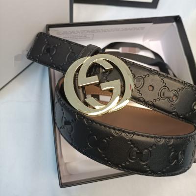 China Luxury High Quality Classic Belt Double Layer Leather Designer Belt G Buckle Design 1:1 Printed Belt High Quality for sale