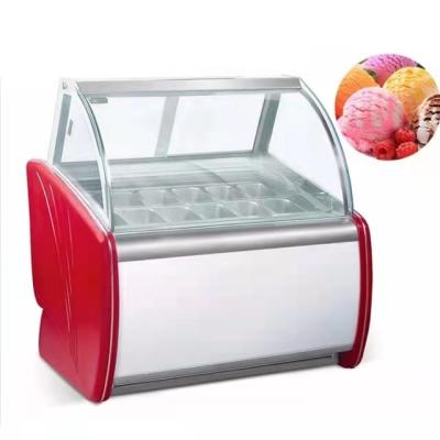 China 304 Stainless Steel Ice Cream Commercial Ice Cream Display Cabinet Freezer Display Air Cooling Hot Selling Products for sale