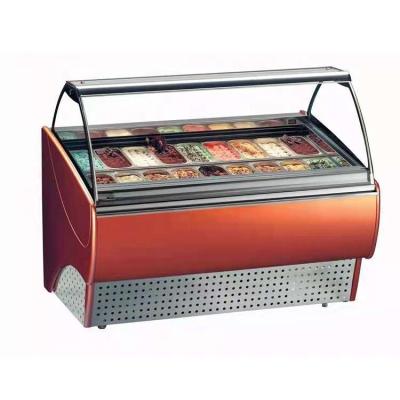 China Restaurant Kitchen 18 Trays Factory Direct Supply Fan Cooling Ice Cream Display Fridge Good Price Glass Freezer for sale