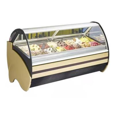 China Italian Ice Cream Restaurant Kitchen 16 Pans Gelato Display Freezer Ice Cream Showcase Luxurious New Cabinet Design for sale