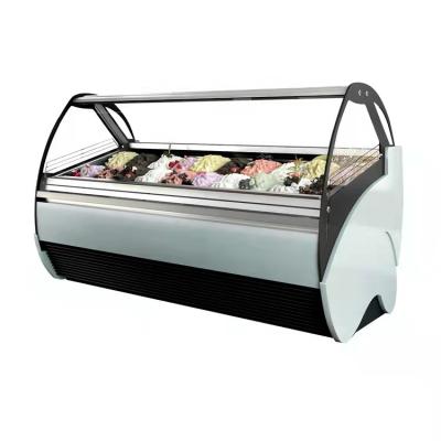 China Restaurant Kitchen Fan Gelato Display Freezer Cooler Showcase / Ice Cream Cooler for sale