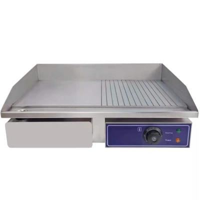 China Table Top Flat Grooved Stainless Steel Electric Griddle Flat Plate 605*480*290mm for sale