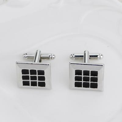 China Wedding Square French Shirt Oil ALLOY Enamel Silver Cufflinks For Men for sale