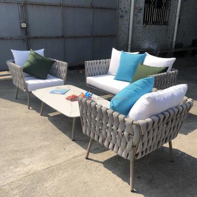 China Modern Outdoor Luxury Modern Outdoor Furniture Sets Patio Gray Rope Garden Sofa for sale