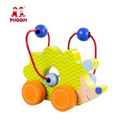 China Solid Wood+MDF Educational Toy Kids Push Along Bead Animal Racing Wooden Maze For Kids 1+ for sale