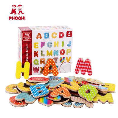 China Plywood+Magnet 35 Pcs Baby Educational Kids ABC Magnetic Alphabet Capital Letter For Children 3+ for sale