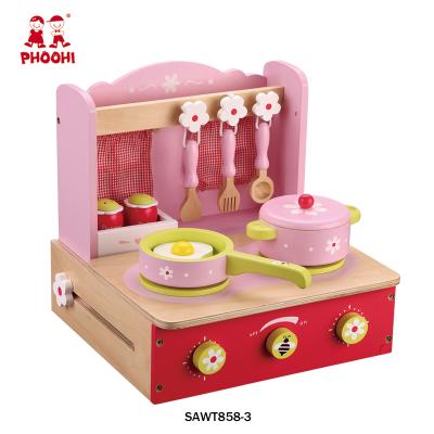 China MDF+Solid wood+Plywood pink kids kitchen table toy set wooden toddler play kitchen for kids 3+ for sale