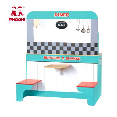 China New Arrival Wooden 2 In 1 Cooking Diner Kids Large Wooden Kitchen Set Play Toy For Kids 3+ for sale