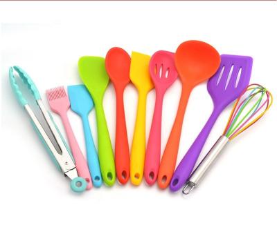 China Sustainable Adorable Colors Silicone Cooking Kitchen Utensil Set 11 Pcs for sale