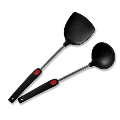 China Sustainable High Quality Silicone Cooking Turner and Ladle Set with #304 Stainless Steel Handle for sale