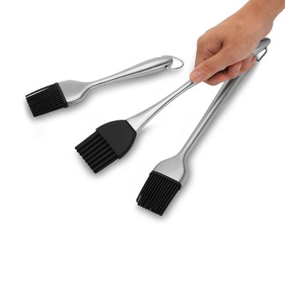 China Sustainable BBQ / Grill Basting Silicone Brush And Removable Pastry Brush With Stainless Steel Handle for sale