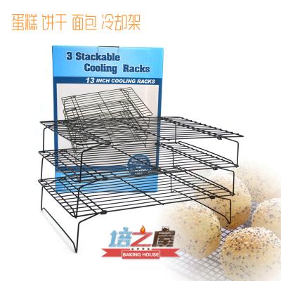 China Sustainable Metal Cooking 3 Layer Racks In Black Coating For Kitchen Or Home Display for sale