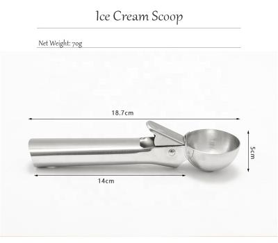 China Sustainable Stainless Steel Ice Cream Scoop Spoon, Fruit Scoop With Easy Trigger for sale