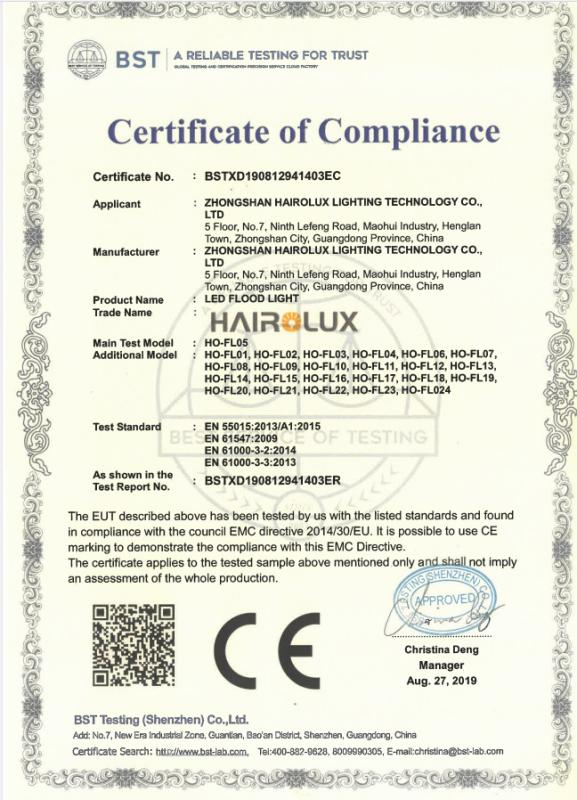 CE - Zhongshan Hairolux Lighting Technology Co., Ltd.