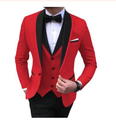 China Wholesale Royal Anti-wrinkle khaki slim fit bespoke tuxedo luxury wedding fashionable red three piece men's suit for sale