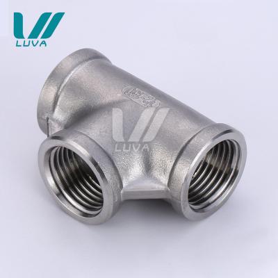 China SS201 SS304 SS316 3/4 inch bspt 150lb NPT female threaded bsp stainless steel tee pipe fittings for sale