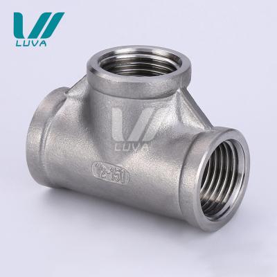 China SS201 SS304 SS316 Female Threaded Pipe Fitting Mount 150lb Stainless Steel Tee Pipe Fittings for sale