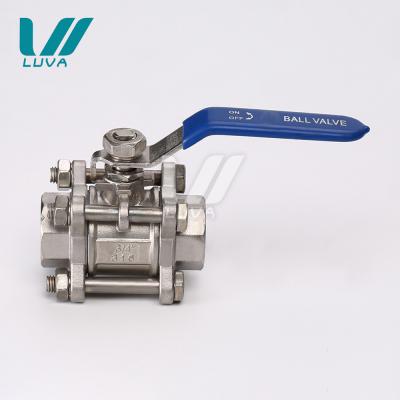 China Stainless Steel Commercial Kitchen 3 PC 3 Pc Medium Pressure Female Thread Ball Valve For Electric for sale