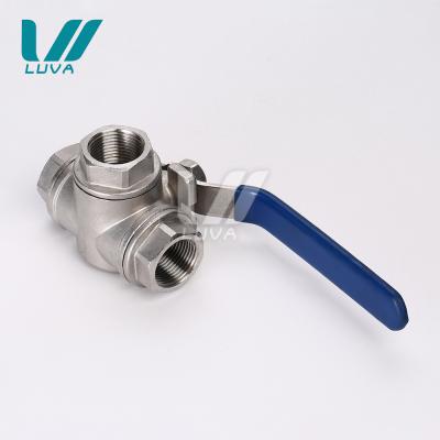 China Commercial Kitchen 1 Inch Female Thread Stainless Steel Professional 3 Way Ball Valve for sale