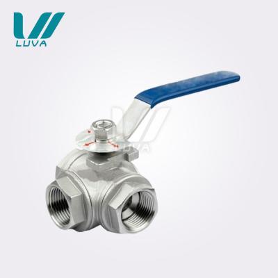 China Commercial Kitchen Low Pressure Stainless Steel Female Thread 3 Way Ball Valve for sale