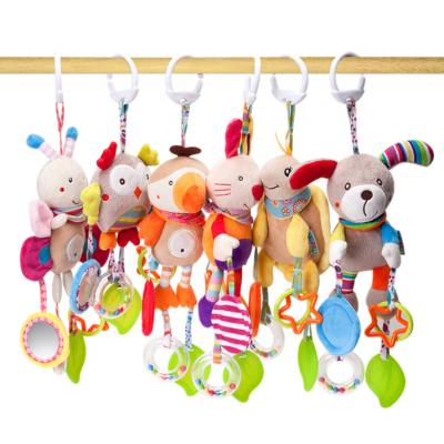 China Custom Eco-Friendly Cartoon Animal Infant Carriage Wind Chime Wind Chime Plush Toys Baby Hanging Educational Toy for sale