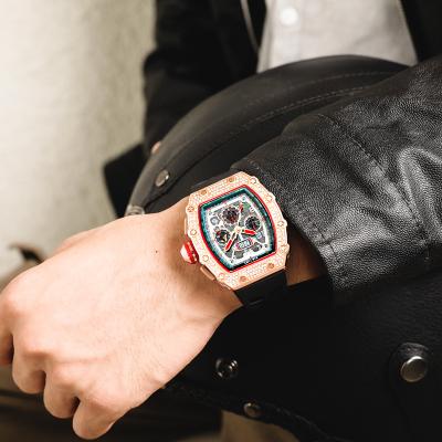 China Automatic Date Quartz Watch Wine Barrel Square Watch Multifunctional Men's Quartz Wrist Watch for sale