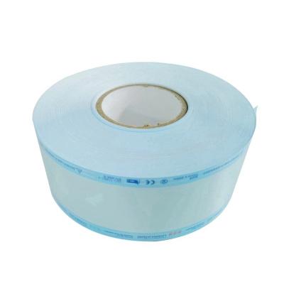 China paper plastic & Sterilization Indication Mark Disposable Reel Pouch Flat Rolls Blue Packaging Film Heat Sealing Sterilization For Dental for sale