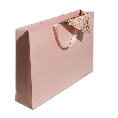 China Recycled Materials Luxury Texture Paper Organza Satin Drawstring Custom Logo Cute Pink Dress Up Giftsatin Cosmetics Packaging Pouch Bag for sale