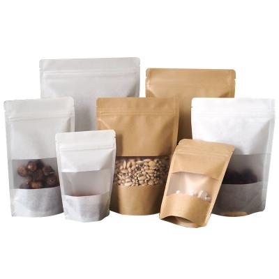 China Recycled Materials best price Food Grade Biodegradable Craft Paper Bag /kraft Paper Pouch With Window for sale