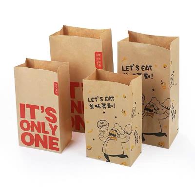 China Recycled Materials Kraft Bread Packaging akeaway food kraft bag Sandwich lunch Paper Bags Flat bottom bread paper bag for sale