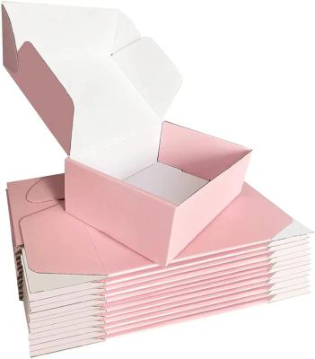 China Recycled Materials Custom printing e-commerce gold foil corrugated flat mailer paper pink white mailing packaging boxes custom logo for clothes for sale