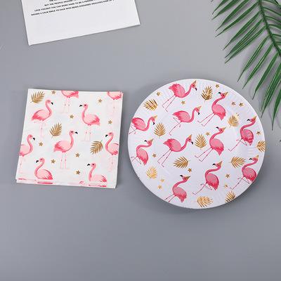 China Golden Party Indoor Disposable Bronzing Set by Decoration Printing Plate Paper Birthday Party Paper Napkin Tableware for sale