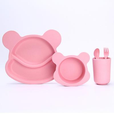 China Europe Fashion Bamboo Fiber Baby Cartoon Tableware Set Children's Dishes Baby Dinner Plate Training Feeding Bowl for sale