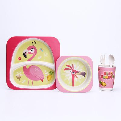 China Europe 5pcs Set Bamboo Tableware Kids, Toddler Tableware Tableware for Baby Kids Children Toddlers Eco-Friendly and Dishwasher Safe for sale