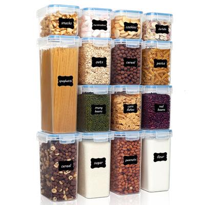 China Contemporary Plastic Clear Cereal Set 0.8L Rice Bucket Sealed Jar 15 Cereal and Coarse Grain Storage Box for sale