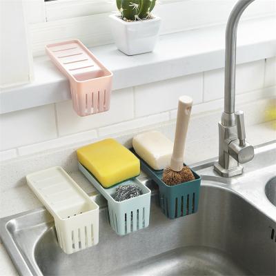 China 2021 Solid Color Traditional Kitchen Dish Drain Basket With Sucker For Kitchen Storage Multifunctional Basket Plastic Kitchenware for sale