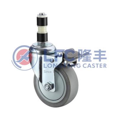 China Building Material Stores Swivel Round Stem TPR+PP Steel Rim Industrial Caster Wheels With Brake for sale