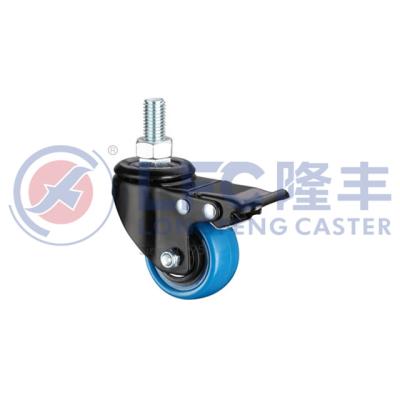 China Building Material Stores Swivel Caster Threaded Stem Size PU Steel Rim Industrial Caster Wheels And Chair Wheel Caster With Brakes for sale