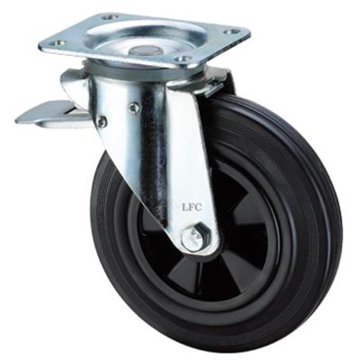 China Black Rubber PIVOT Longfeng Waste Bin Caster Wheel With Brake Supplier For Rolling Bin for sale