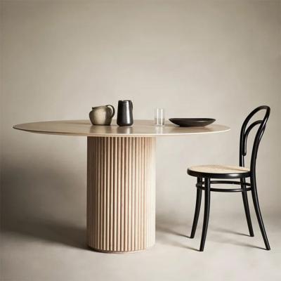 China OTHER Nordic Contempo 8 Modern Minimalist Oak Solid Wooden People Round Wood Dining Table for sale