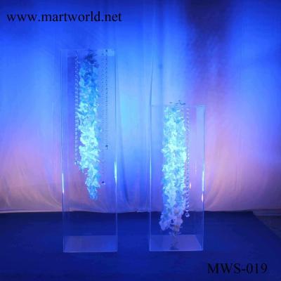 China 2020 New design weddings decoration 80 cm height transparent acrylic box for wedding decoration flower stand(MWS-019) for sale