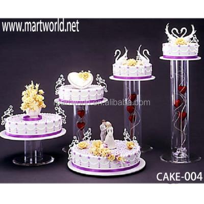 China 2021 latest wholesale acrylic tube birthday cake stand wedding cake holders cake decorations wedding decorations(CAKE-004) for sale