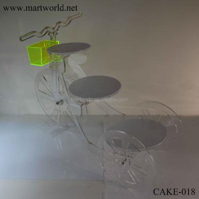 China 2021 New bicycle shape acrylic wedding cake stand cake decoration wedding decoration wholesale cake decorating supplies CAKE-018 for sale