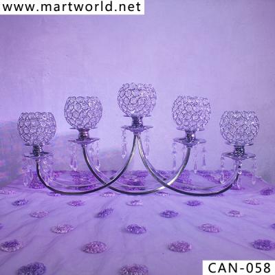 China 5 arms Boat shaped silver crystal candelabra for weddings wedding table decorative centerpiece candelabra decoration (CAN-058) for sale