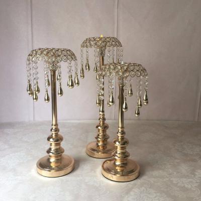 China Hot wedding table centerpiece candle holder with hanging crystals for wedding decorations party event decoration(CAN-072) for sale