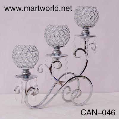 China Hot wholesale 3 arms crystal holder candelabra, wedding centerpiece table decoration wedding and party decoration (CAN-046) for sale