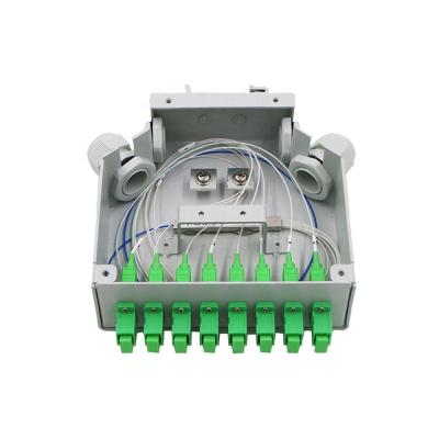 China FTTH DIN Rail Box 8 Port Fiber Optic Metal Terminal Box Can Be With Mini PLC Splitter for sale